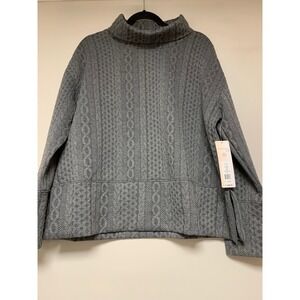 Nanette Lepore Play Sweater Womens Medium Grey NEW Cable‎ Knit Funnel Neck